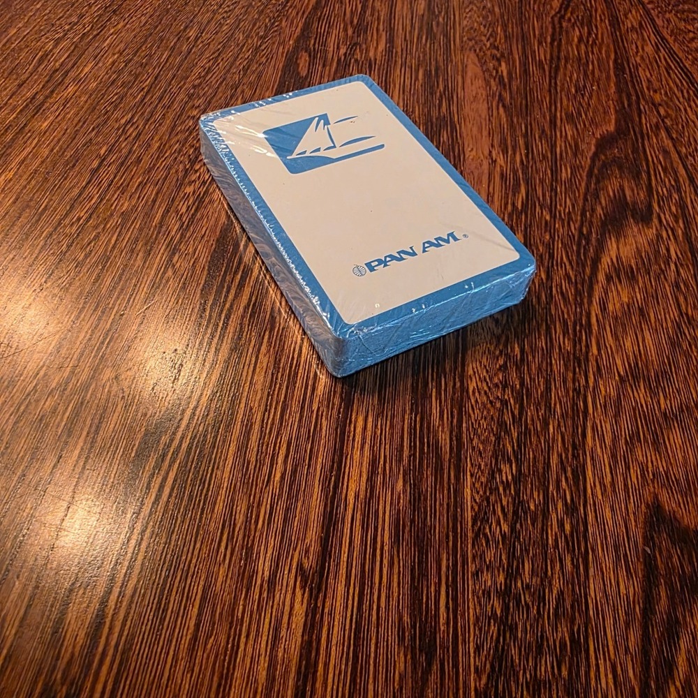 Vintage Pan Am Airlines Playing Cards Factory Sealed Blue White Logo Collectible